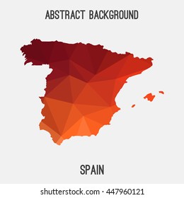 Spain map in geometric polygonal,mosaic style.Abstract tessellation,modern design background. Vector illustration EPS8