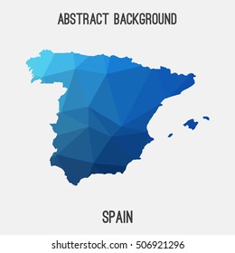 Spain map in geometric polygonal,mosaic style.Abstract tessellation,modern design background,low poly. Vector illustration.