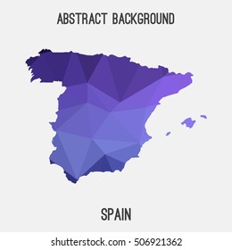 Spain map in geometric polygonal,mosaic style.Abstract tessellation,modern design background,low poly. Vector illustration.