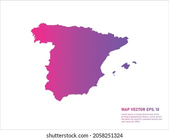 Spain map gradient color . on white background. 