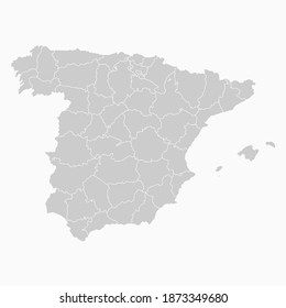 Spain Map Gray Color. Geographic Isolated Gray Vector Country Border Map Of Spain. Vector Illustration