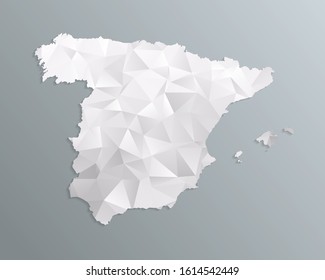 Spain map gray in polygonal style on dark background. isolated vector illustration eps 10.