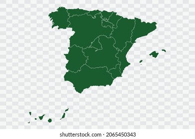 Spain Map Green Color on Png Background