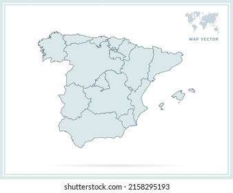 Spain map green vector on white background.