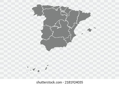 Spain Map grey Color on White Background quality files Png