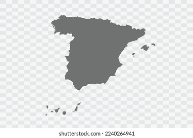 Spain Map grey Color on White no demarcation line Background  Png
