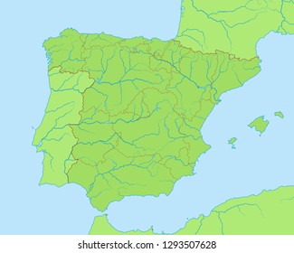 Spain Map Spain High Detailed Stock Vector (Royalty Free) 1293507628 ...