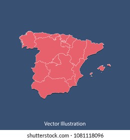 Spain map - High detailed color map of Spain. flat design style, clean and modern. Vector illustration eps 10