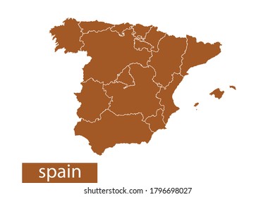 spain map High Detailed on white background. Abstract design vector illustration eps 10. Orange color.