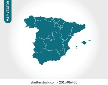 Spain map High Detailed on white background. Abstract design vector illustration eps 10