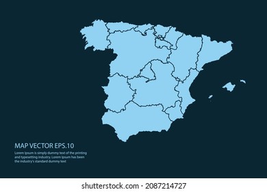 Spain map High Detailed on white background. Abstract design vector illustration eps 10