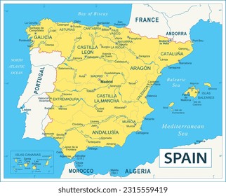 Spain map - highly detailed vector illustration