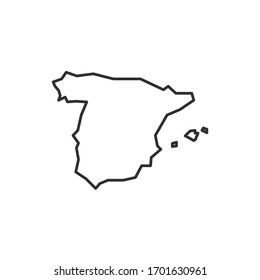 Spain map icon isolated on white background. Outline map of Spain. Vector illustration