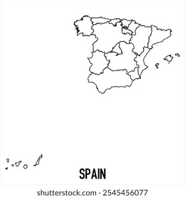 spain map icon isolated on white background. Outline map. Simple line icon. Vector illustration