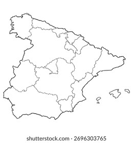 Spain map illustration hand drawn outline vector