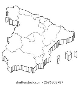Vector de esquema dibujado a mano ilustración de mapa de España