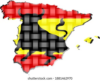Spain Map - Illustration, 
Three dimensional Map of Spain