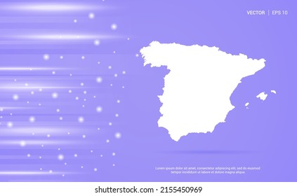 Spain map isolated on purple background. Vector Illustration.