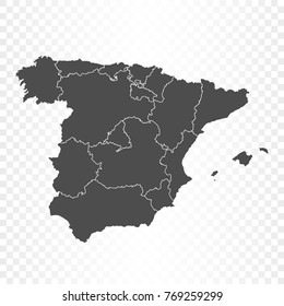 Spain map isolated on transparent background