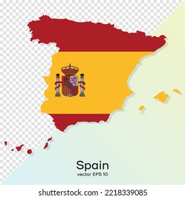 Spain map isolated transperent bg colored flag