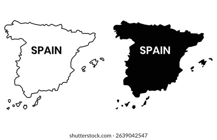 Spain map line icon vector. Silhouette of Spain map and border design for app, logo, web, UI, UX and more. Vector illustration.