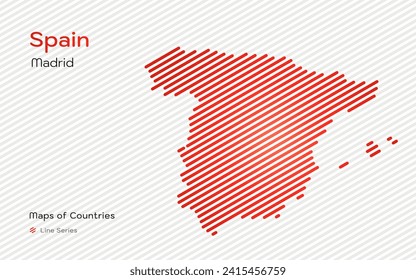 Spain Map in a Line Pattern. Stylized simple vector map