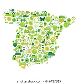 Spain map made with ecological symbols