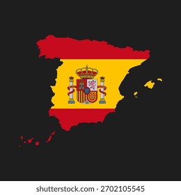 Mapa de España con la bandera nacional – Ilustración de Country en español