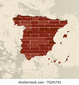 Spain map on a brick wall