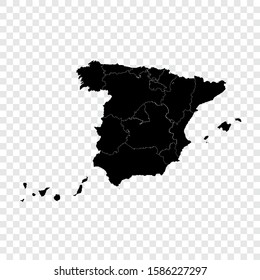 Spain map on transparent background. Vector illustration.