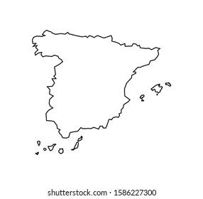 Spain map on white background, outline. Vector illustration. Outline.