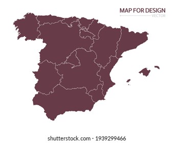 Spain map on white background vector illustration.