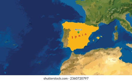 Spain map on the world background