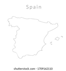 Mapa de España. Borde de plano de una línea. Línea fina y continua. Ilustración lineal del vector