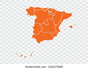 Spain map orange Color on White Backgound  illustration eps 10