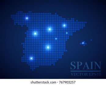 Spain map page symbol for your web site design Spain map logo, app, UI. Wire frame 3D mesh polygonal network line, design sphere, dot and structure.