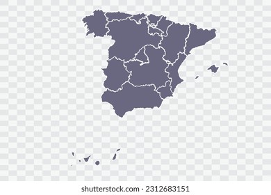 Spain Map pewter Color on White Background quality files Png