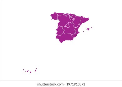 Spain Map pink Color on White Backgound