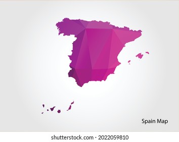 España Mapa color rosa sobre fondo blanco poligonal