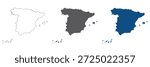 Spain map plain set. Map of Spain blank set. 