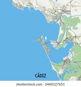 Cádiz Spain map poster art