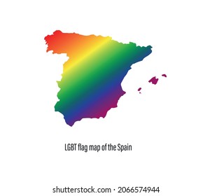 Mapa de España con colores arcoiris. Concepto de igualdad de derechos para los homosexuales. vector modificable
