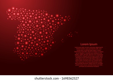 Spain map from red and glowing space stars abstract concept geometric shape. Vector illustration.