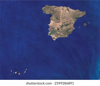 Spain map with satellite view design style.