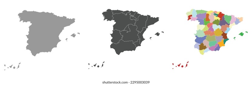 Mapa de España colorido y gris