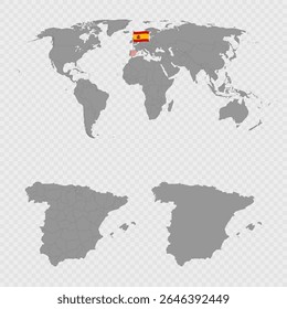 Mapa de España con Locación mundial.