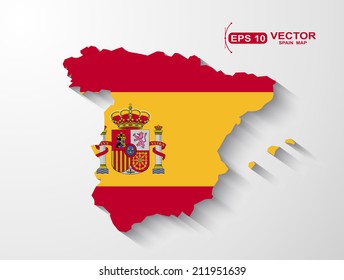 Spain map with shadow effect