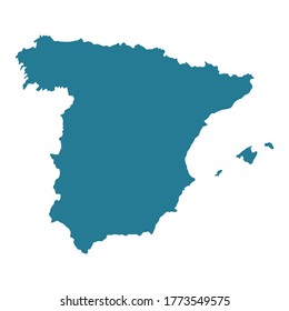 Spain map shape vector. Spain country silhouette illustration isolated on white.