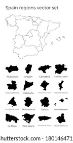 Spain map with shapes of regions. Blank vector map of the Country with regions. Borders of the country for your infographic. Vector illustration.