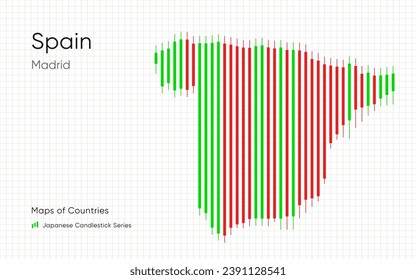 El mapa de España se muestra en un gráfico con barras y líneas. Series de cartas de candelabros de Japón	